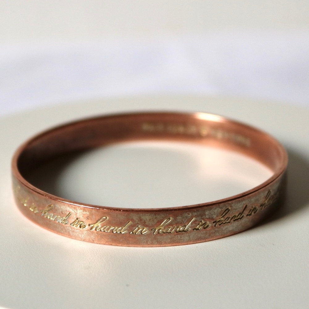 KATE SPADE New York Rose Gold Tone Bangle "Hand In Hand" Inspiration Bracelet